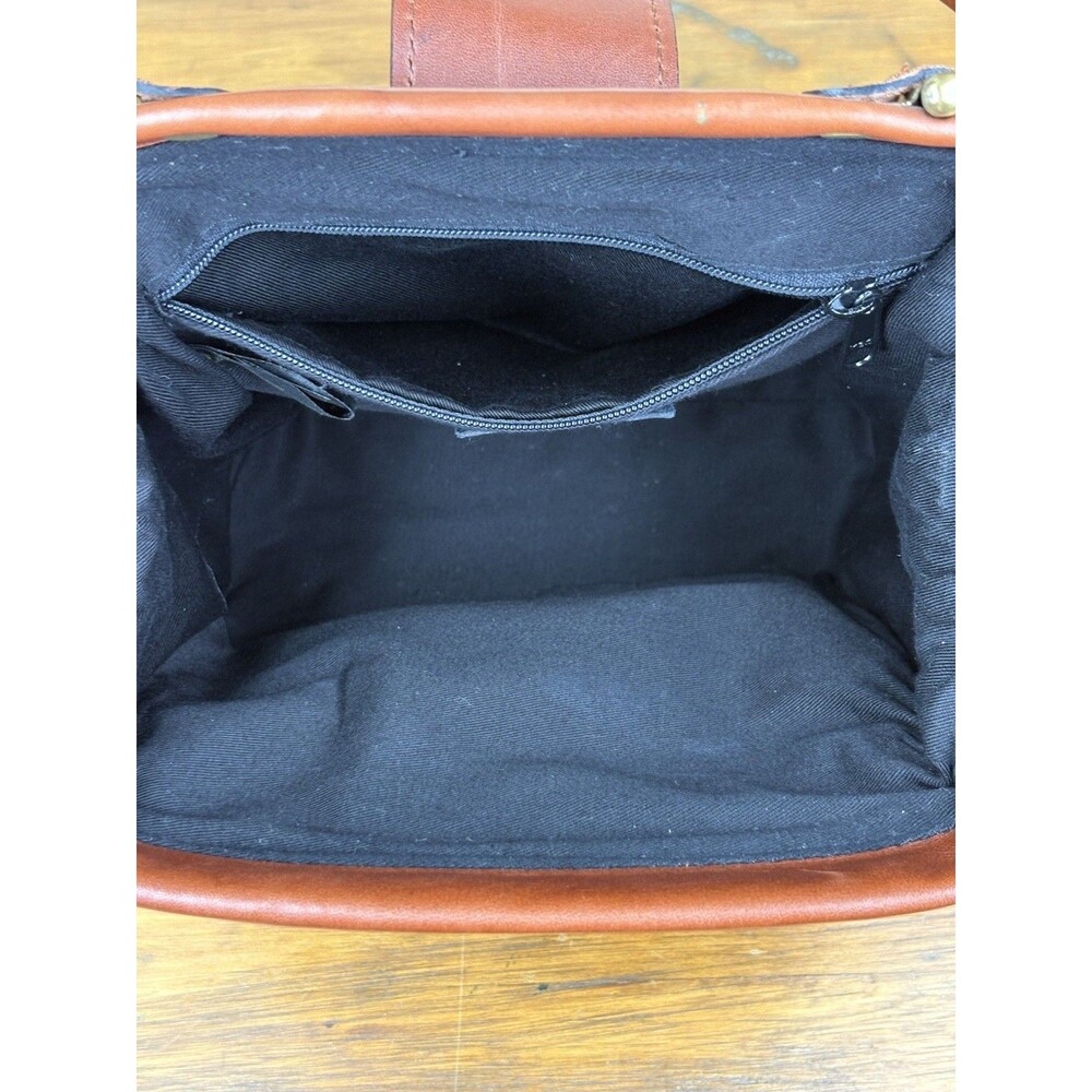 Vtg Liz Claiborne Leather Doctor Bag Satchel Purse Cognac Brown Top Handle - Picture 11 of 16